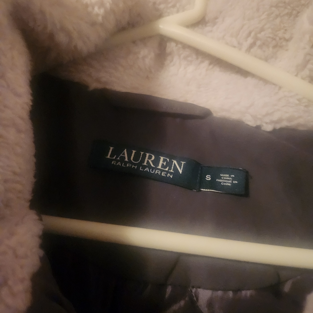 Lauren Ralph Lauren Olive Green Utility Jacket with Faux Fur Hood Size Small - Picture 2 of 5